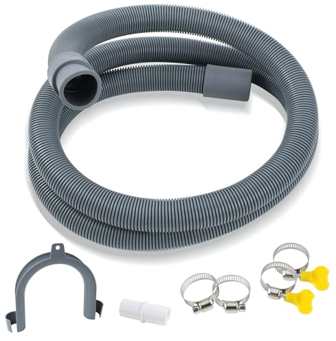 Waschmaschinenschlauch Verlängerung (1.5 M, Ø20 MM) Ablaufschlauch Waschmaschine für Waschmaschine Geschirrspüler, mit 4 Schlauchschellen, U-Haltebogen Ablaufschlauch, Waschmaschine Abfluss Adapter