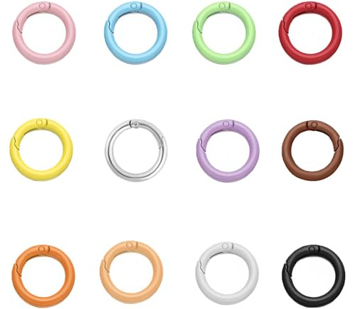 12pcs Karabiner Rund,Ring Karabiner,Mini Schlüsselanhänger,2,4 Cm Runde Karabiner Schlüsselanhänger Spaltring O Ring Schlüsselring Schlüsselringe Klein Clip Ringe Haken
