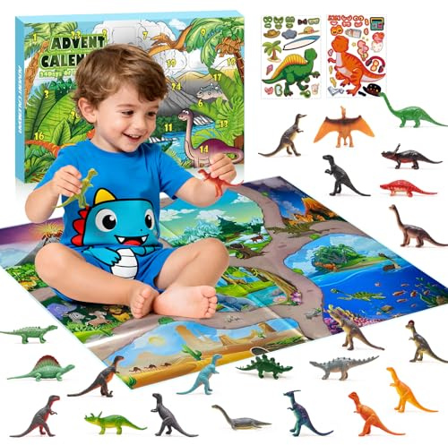 Calendario dell'Avvento 2025 bambini, calendario dell'Avvento giocattolo dinosauro