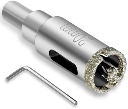 Josaton Diamond Hole Saw with Pilot Drill Bit, 20mm Tile Hole Cutter with Diamond Surface Coating, Center Guide Bit for Ceramic, Glass, Porcelain, Marble, Limestone, Fiberglass