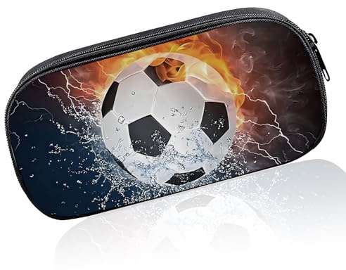 Aihoom Federmäppchen, großes Fassungsvermögen, für Schulbedarf, Fußball-Federmäppchen, Schreibwaren-Organizer, für Kinder, Jungen, Mädchen, Studenten (Größe 22 cm)