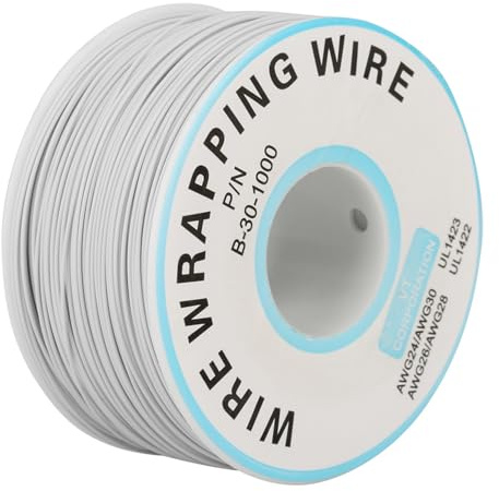 TOPINCN Cable de Alambre de Cobre 30AWG para Uso de Prueba Electrónica con Estañado, 1 Rollo de Envoltura de Alambre para Soldadura de Portátiles y PCB (White)
