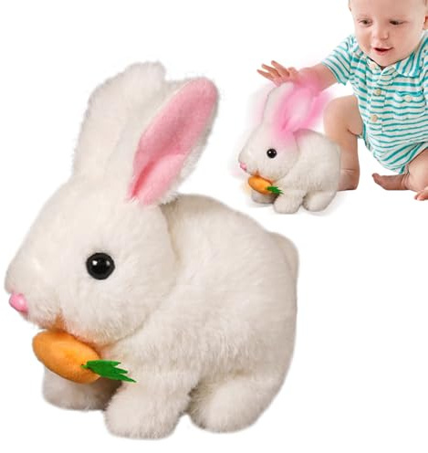 Rabbit Plush Animal - Illuminated Interactive Rabbit, Electronic Walking Pet with Sound Effects, Soft and Cuddly Doll for Toddlers | Ideal Birthday Gift