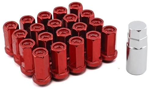 Radnaben-Sicherungsbolzen Kompatibel Mit Mazda Radmuttern Auto-Tuning-Lock-Radmuttern 42 Mm M12 X 1,5 Radschrauben Radmuttern 20 Stück(Red)