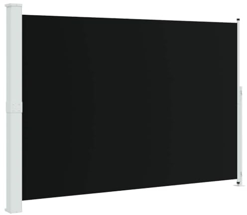 KGFHERENB Toldo lateral extensible, 200 x 300 cm, para balcón y terraza, protección contra el viento, toldo de tela con caja de acero, color gris y negro