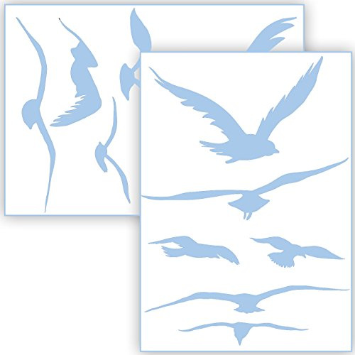 Vogelschutz und Fensterschutz - 12 Aufkleber - Schutz vor Vogelschlag - Sticker Vögel (Babyblau)