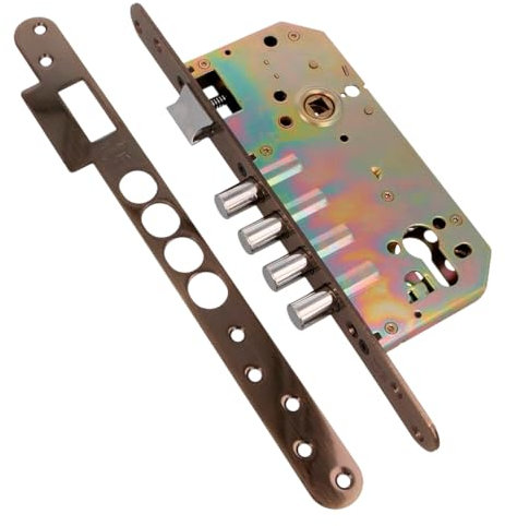 Amig - Cerradura de puerta - Cerradura de Embutir Con Bulones para Puertas - Acero - 50/85 mm - Cuero - Sin Cilindro y Escudo de Seguridad - Picaporte Reversible