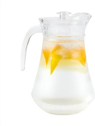 GOLDBEARUK Large Glass Jug with Lid - 1.3L Pitcher Jug