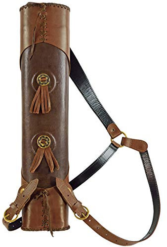 elToro Prime Rückenköcher Etoile aus Leder – handgefertigter Bogenköcher mit Dreipunkt-Gurt, Webfutter und Messingbeschlägen – braun