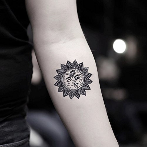 Moon & Sun Mandala Temporary Fake Tattoo Sticker (Set of 2)