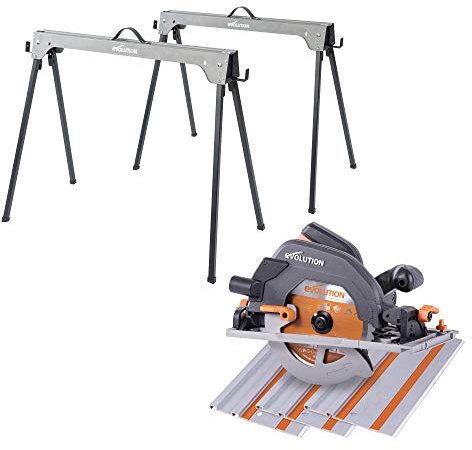 Evolution Power Tools Compact Folding Saw Horses (Pair) Supports up to 500KG with Evolution Power Tools 027-0001 R185CCSX 185mm (230V)