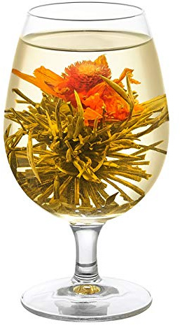 WellTea Auspicious Blooming Flower Glass Art Flowering Green Tea Vacuum Sealed Tea Ball