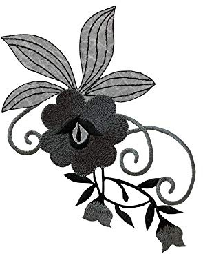 Monoquick Bügelbild Aufnäher Patch Applikation zum Aufbügeln Blumen Ornament schwarz grau groß 18,0 x 10,0 cm (22100)