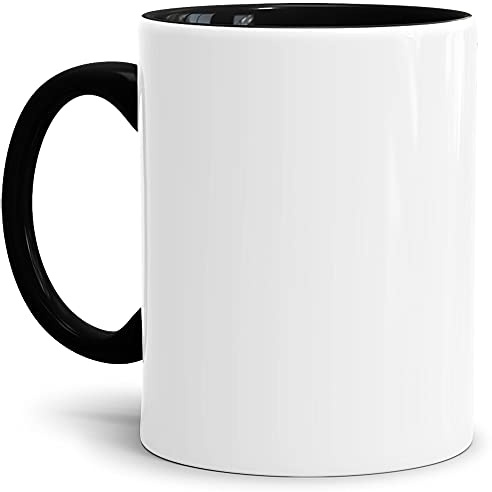 Tassendruck Sublimationstassen ohne Druck aus hochwertiger Keramik - Einzeln oder im Set - 4er Set Innen & Henkel Schwarz, 300ml