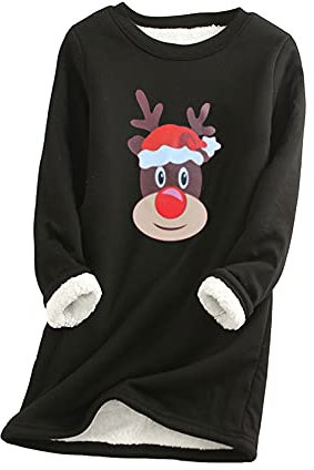 EFOFEI Damen Winter Pullover Aus Korallenfleecekleidung Für Die Weihnachtsfeierlässiges Warmes Oberteil Schwarz L