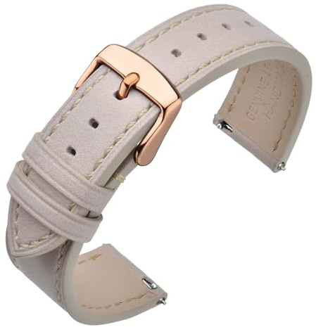 ANNEFIT Uhrenarmband 16mm 17mm 18mm 19mm 20mm 21mm 22mm, Schnellverschluss Lederarmband Ersatz mit Edelstahl Metall Schließe