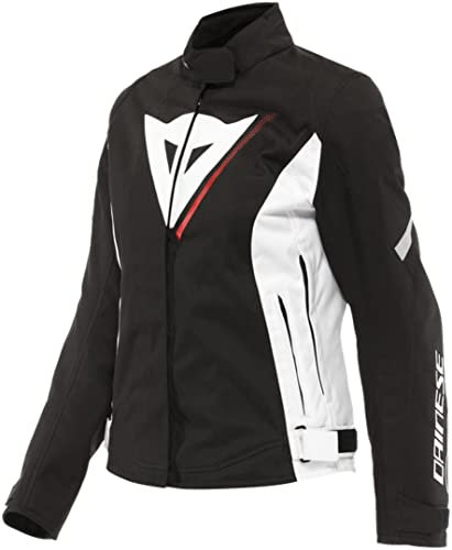 Dainese Veloce Lady D-Dry Jacket, Giacca Moto 4 Stagioni, Donna, Nero/Bianco/Rosso Lava, 40
