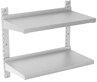 TAIMIKO Wandregal für Küche, 2 Fächer, Elemente für Wandmontage, modernes Design, Edelstahl, (Restaurant, Bar, Haus, Küche, Waschküche, Garage und Waschküche) (60 x 30 cm)