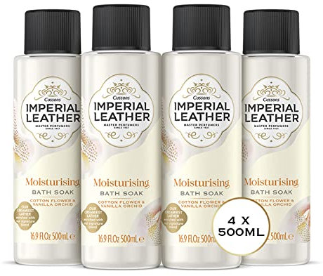 Imperial Leather Moisturising Bath Soak, Cotton Flower & Vanilla Orchid, Rich & Creamy Bubble Bath, Gentle Body Skin Care, Bulk Buy, Pack of 4 x 500ml