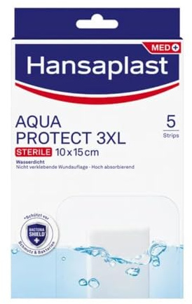 Hansaplast Aqua Protect 10 x 15 cm atmungsaktiver, wasserfester Wundverband polstert die Wunde, ohne zu verkleben, 5 St. Verband