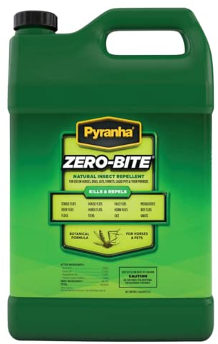 Tack Shack of Ocala Pyranha Fly Spray, Fly Spray for Horses, Fly Spray, Pyranha Wipe and Spray, Pyranha Zero-Bite, Pyranha Nulli Fly- Fly Care for Horses (Zero-Bite Gallon)