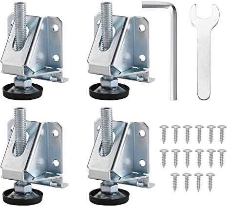 Lpraer Lot de 4 pieds de meuble - 115 mm - Hauteur réglable - Charge lourde - M10 - Charge maximale : 600 kg - Pour meubles, armoires, canapé, tables, étagères (argent)
