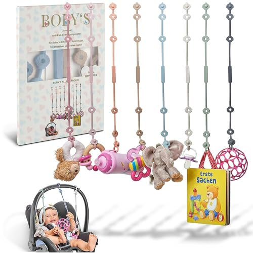 BOBY´S Cup Catcher Baby 2er Pack/BPA-freie Kinderwagen Spielzeug Kette/dehnbarer Baby Cup Holder Strap/Schnullerkette für Babys Gadgets wie Trinkbecher oder Beißring als Kinderwagen Zubehör