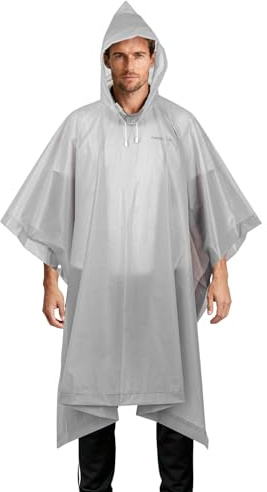 Aolegoo 2-pack regnponchos, EVA bärbara vuxna vattentäta ponchos, återanvändbar regnrock med huvor för camping, vandringsresor, nöjesparker, festival Mac, Grått, one size