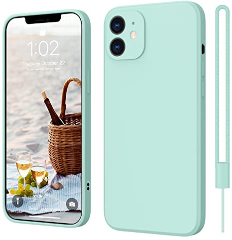 ElestBela für iPhone 12 Hülle Silikon, Handyhülle für iPhone 12 Ultra Dünn Slim mit Microfiber, Kratzfeste Schutzhülle Hülle Mint Grün