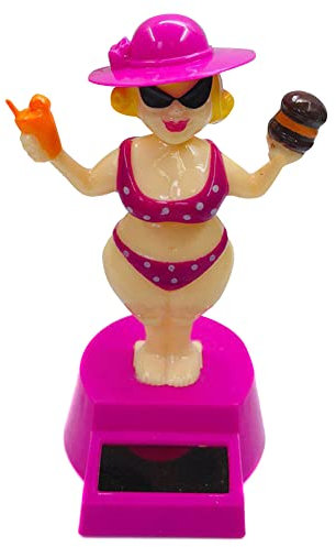 iSpchen Wackelfigur Solar Tanzendes Spielzeug Wackelkopf Schüttelndes Mädchen Solar Wackel Solarbetrieben Girl Solarfigur Auto Armaturenbrett Ornament für Auto Büro Schreibtisch Heim Dekoration