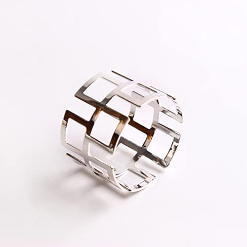YTGZS Servilleteros De Aro Aro De Servilleta Hebilla Anillos Servilleteros De Metal para Navidad,Boda,Banquete,Cena,Decoración De Mesa Favor,10 Piezas,Textura Hueca,Plata