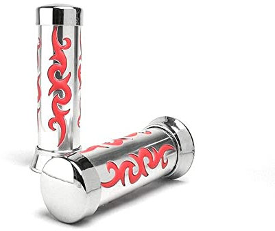 BGM Griffe Tribal silber, rot 22, 24mm kompatibel für Roller, Scooter, Classic, Vespa, Motorrad, Mofa, Moped, Quad, Mokick
