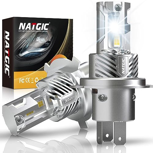 NATGIC Bombillas de Faros LED H4, Bombillas LED 9003 +500% Más Brillo Inalámbrico 20000LM 100W 6500k Xenón Blanco HB2 kit de Conversión para Reemplazar Halógenos Altos/Bajos del Automóvil