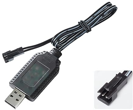 Aliwisdom Universal USB RC Ladegerät Kabel Mit SM-2P Connector Stecker Plug für 2S 7,4V LiPo Akku, Kompatibel RC car/RC-Auto/RC-Boot/RC Flugzeug/RC Drone und andere ferngesteuerte Spielzeuge