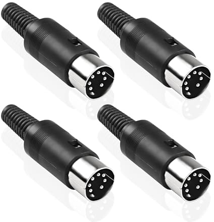 MEIRIYFA DIN 7-Pin Stecker, 4-Pack MIDI Kabel Audio Adapter Sockel Lötklemmen für Mixer, Elektronische Trommel, MIDI Keyboard