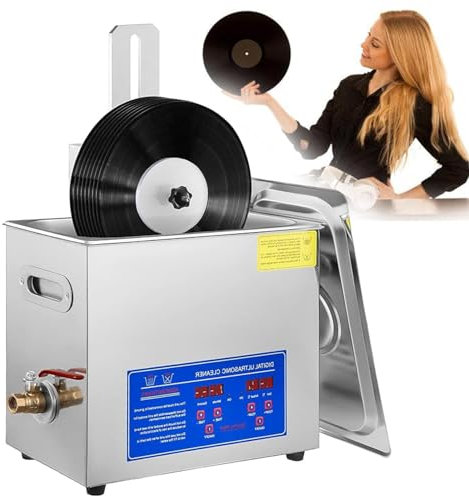 ZXSYYDS Nettoyeur De Disques Vinyles à Ultrasons, Nettoyeur à Ultrasons, Lave-Disque, Nettoie 1 à 6 Disques Vinyles Une Fois,pour Nettoyer Les Lunettes, Les Bijoux, Les Montres,10L