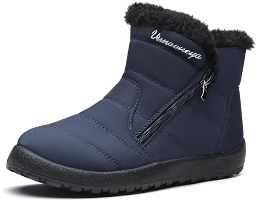 Vunavueya Stivali Donna Stivaletti Invernali Scarpe da Neve con Imbottitura Calda Stivali alla Caviglia Caldo Boots Scarpe Blue Navy 41.5 EU_265