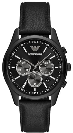 Emporio Armani Orologio da uomo, movimento al quarzo con cronografo e cassa 41mm con cinturino in acciaio o in pelle