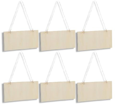 Señal de madera sin terminar de 12 piezas, Artesanías de madera sin terminar Placa de madera en blanco Placa de rectangular sin terminar, Placa de colgante decorativa, Placa de