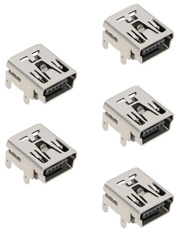 Create idea 5pcs Microphone Charging Port Mini USB 5 Pin 4 Leg Dock Connector Replacement Charging Port Block Plug Compatible with Blue Yeti Classic Mic