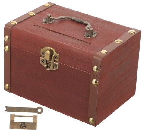 Abaodam Holzringaufbewahrungsbox mit Schlösser für Schmuck und Geld Antik Retro-design Aufbewahrungsbox aus Holz für Schmuck und Geld