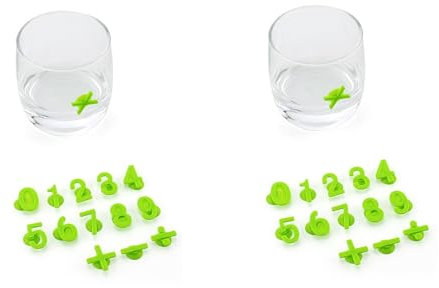 LUNCHS Nummer Form Glasmarkierer Geeignet for Bar Parteien Weihnachten Glas Markierung Trinkgläser Wiederverwendbar Glasmarker (Color : GrüN, Size : 28pcs)