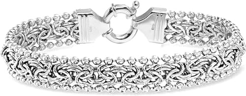 LeCalla Italian 925 Sterling Silver Byzantine Bracelets for Women | Handmade Classic Byzantine Link Chain Bracelet Jewelry Gift for Her Mom Wife