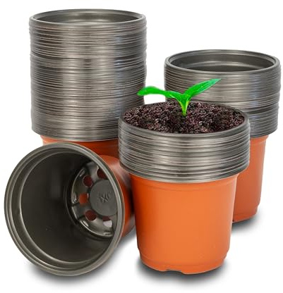 ZANGCO Reusable Plastic Plant Pots - Durable, Lightweight Planters for Indoor and Outdoor Use - Modern Design with Drainage Holes (20, 8CM)