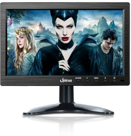 Upinva 10.1 inch Monitor Display Security Camera Screen Multifunction HDMI AV BNC VGA Input USB Interface Computer Monitor 1024 x 600 resolution, built-in speakers