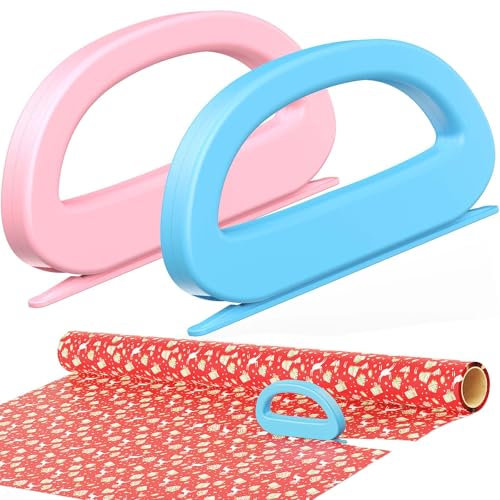 2-Pack (4 Blades) Wrapping Paper Cutter, Sliding Gift Wrap Cutter for Wrapping, Paper Cutting Tool for Christmas, Halloween, Holidays, and Birthdays