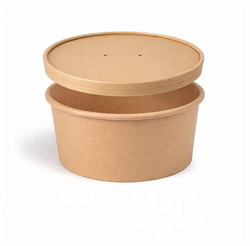Arredo Chef Bol Salade Kraft 750 ml Convercle en KRAFT– Lot de 50 Bols Alimentaires en Carton Kraft Épais 320 g Anti-Graisse – Idéal Salades, Poké Bowls et Vente à Emporter