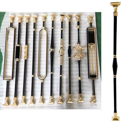Geländer Außen/Innen Treppengeländer Dekorative Treppengeländer mit Schrauben Und Verbinder, Schwarze Aluminium-Handlauf-Balustradenspindeln, Sicherheits-Treppengeländerpfosten für Loftwohnungen(Style