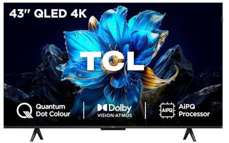TCL 43P7K-UK 43 QLED 4K Ultra HD HDR Google TV (Google Assistant, Freeview Play, Dolby Atmos, Dolby Vision, HDR10+, Motion Clarity，2025 New Model)