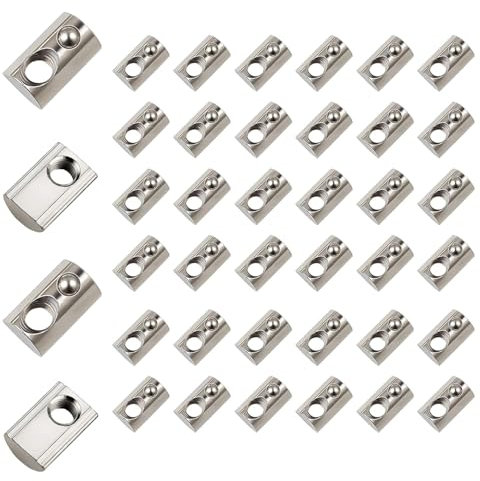 Bhina 40 Pezzi Dadi Scanalati M8, Dadi a T-Scanalatura, T Serie 40 M8 Profilo in Alluminio Dado Scorrevole in Acciaio al Carbonio per Alluminio Profilo Fissaggi a Dadi a Molla con Intaglio a T